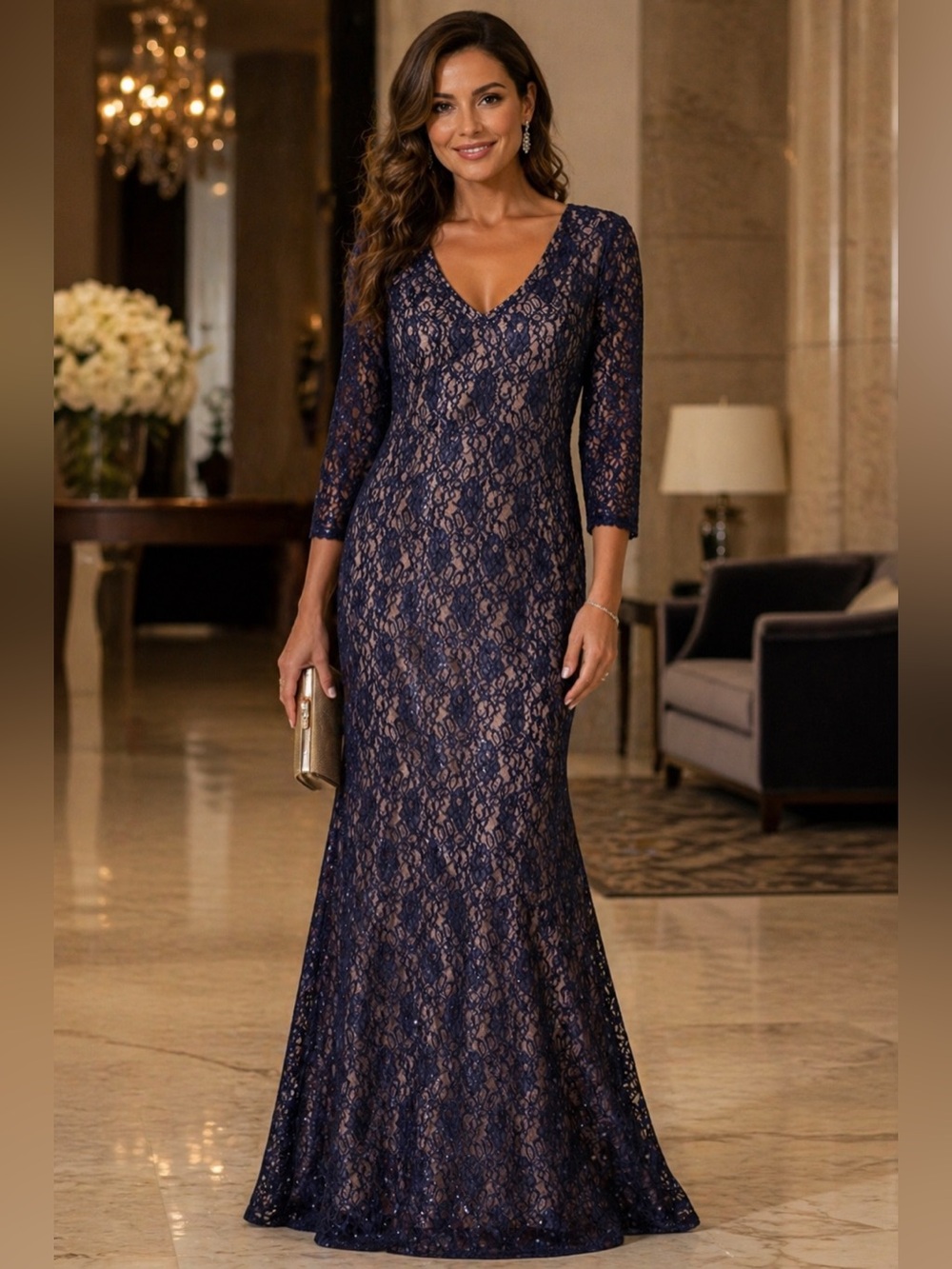 MARINA brand new; Midnight Blue Sequin Dress; nwt size 6